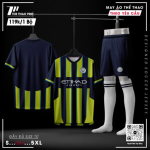 Bộ Quần Áo Thể Thao Đen Xanh Phối Sọc Vàng Neon - Size S Đến 5XL