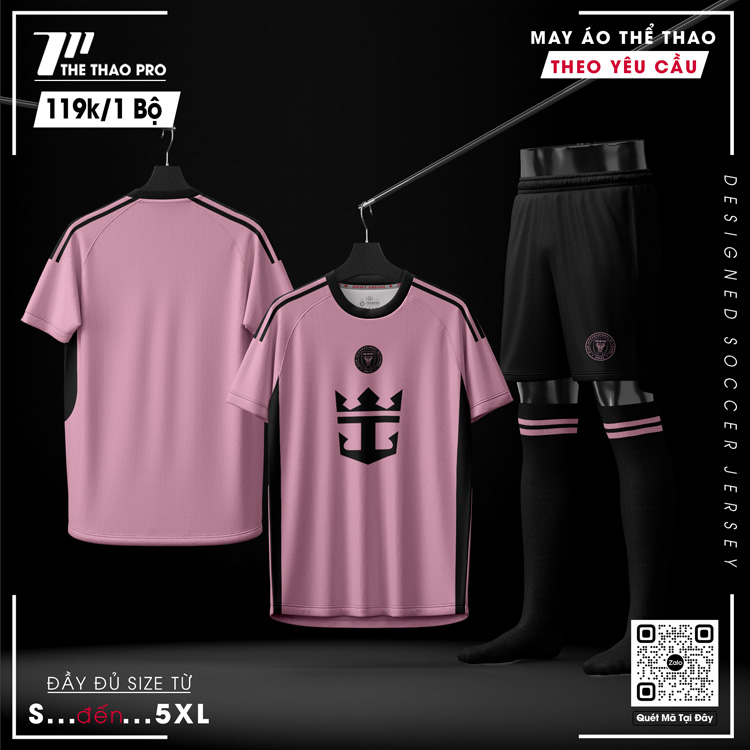 Áo Câu Lạc Bộ Miami 2024 màu hồng pastel phối đen – thời trang thể thao unisex cá tính