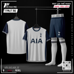 Bộ Quần Áo Thể Thao Tottenham 2024 - Trắng Xanh Navy
