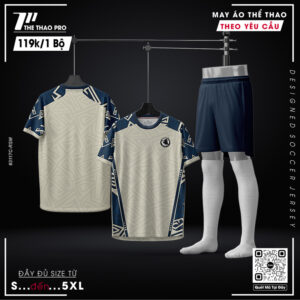Áo Bóng Đá Màu Kem Xanh Navy – Thiết Kế Thể Thao Hiện Đại