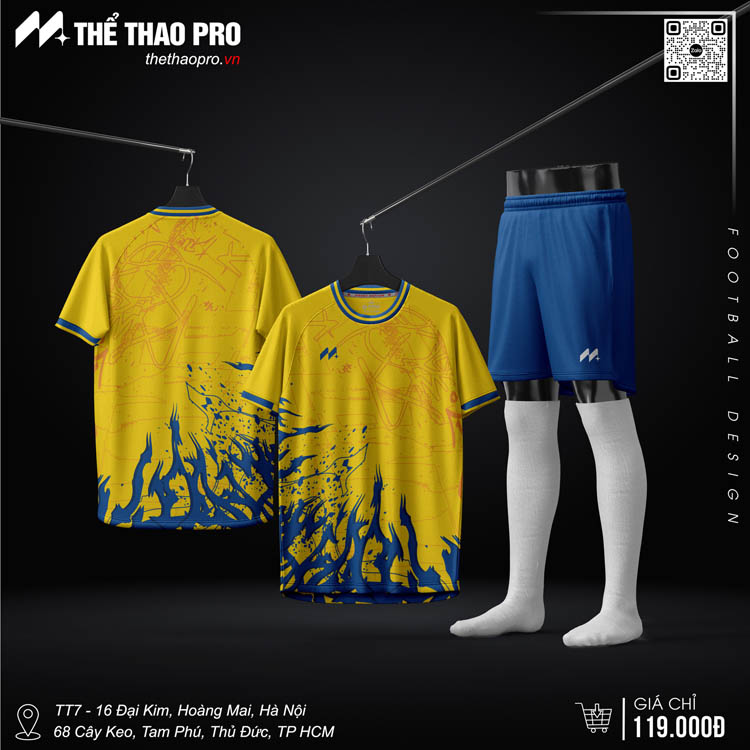 Bộ đồ đá bóng không logo màu vàng xanh