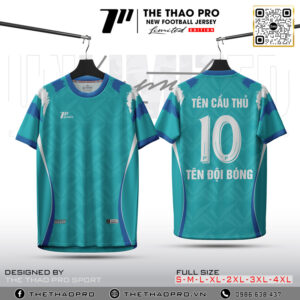 Áo Bóng Đá Không Logo Màu Xanh Cyan Năng Động