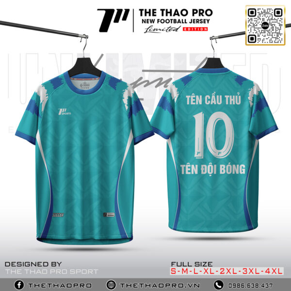 Áo Bóng Đá Không Logo Màu Xanh Cyan Năng Động