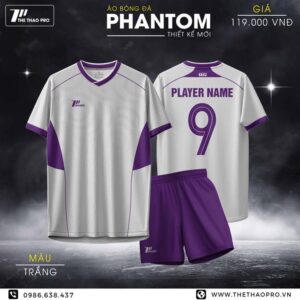 Áo bóng đá PHANTOM trắng tím - Tinh tế và mạnh mẽ trên sân cỏ