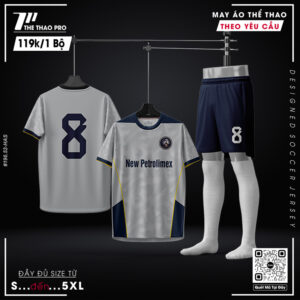 Bộ quần áo thể thao thiết kế màu xám bạc xanh navy – In số & logo theo yêu cầu
