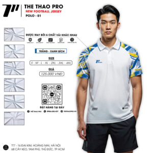 Áo Polo Trắng Xanh Bích – Đồng Phục Thể Thao Năng Động THE THAO PRO POLO 01