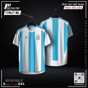 Áo Bóng Đá Đội Tuyển Argentina Xanh Trắng - Thiết Kế Sọc Dọc Năng Động