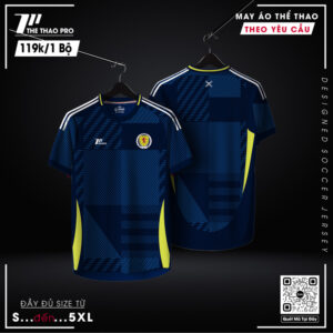 Áo Thể Thao Xanh Navy Họa Tiết Sọc Kèm Neon - Năng Động & Nam Tính