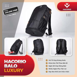 Balo Dành Cho Đồ Tập HACORIO Màu Đen Cao Cấp - Ngăn Giày Riêng, Vải Kháng Nước
