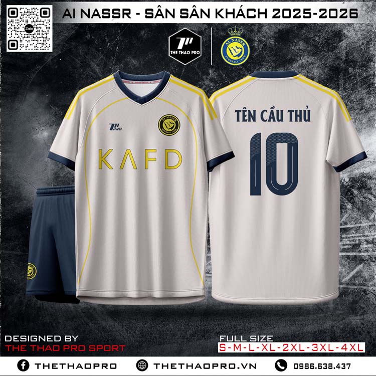 Áo Đấu Sân Khách Al Nassr 2025-2026 Trắng Kem