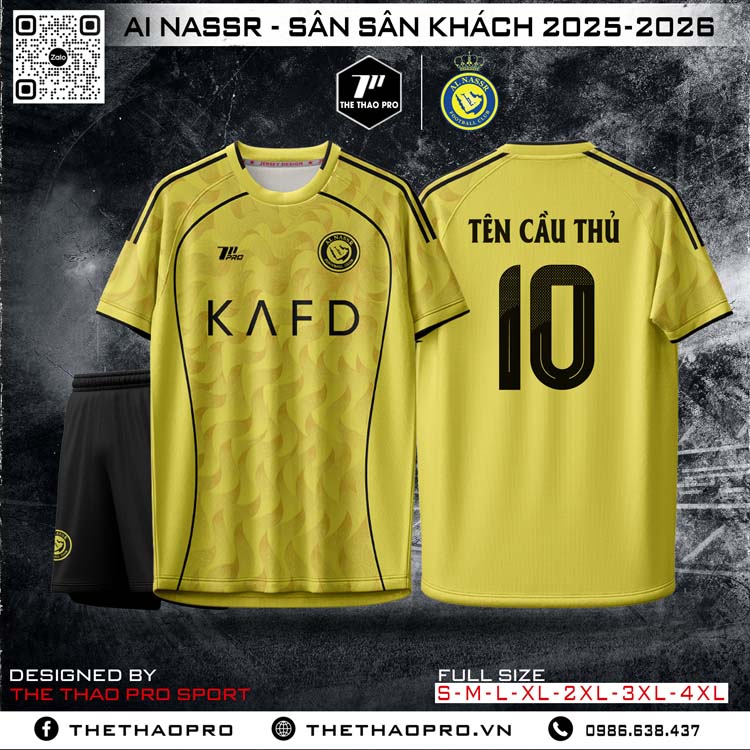 Áo Al Nassr Sân Khách 2025-2026 - Vàng Sáng Hiện Đại