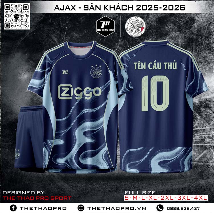 Áo Đấu Ajax Sân Khách 2025–2026 Màu Xanh Navy