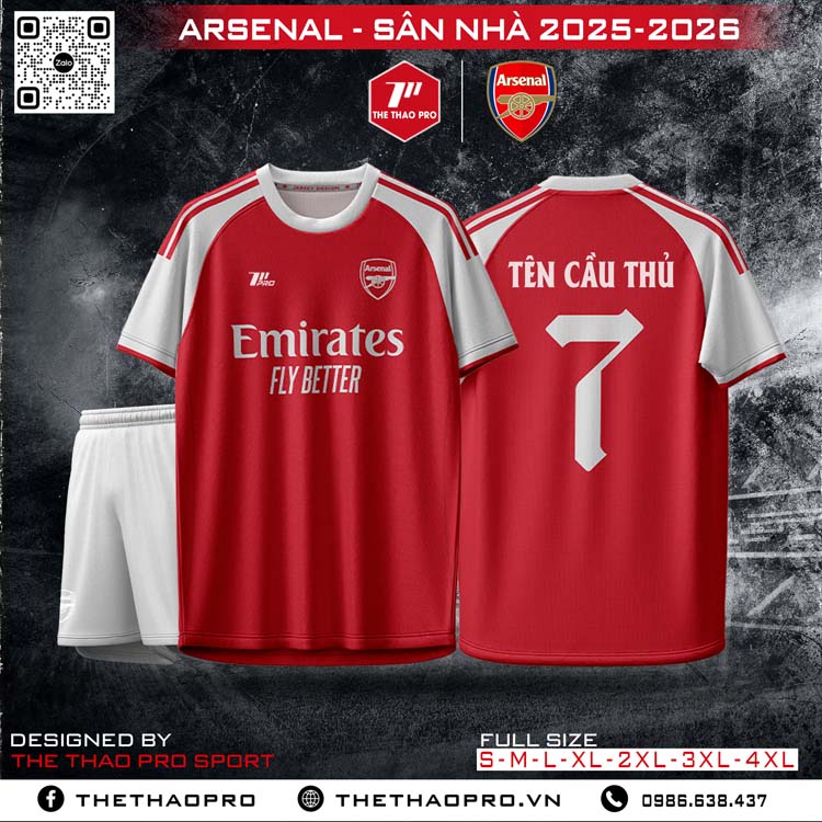 Áo Arsenal Sân Nhà 2025–2026 Đỏ Đô - Kiêu Hãnh Pháo Thủ