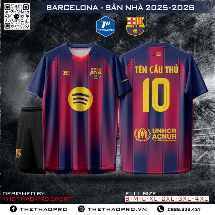 Áo Barcelona Sân Nhà 2025-2026 Xanh Đỏ Truyền Thống
