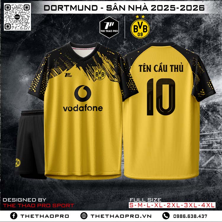 Áo đấu Borussia Dortmund sân nhà 2025–2026 – Vàng truyền thống phối đen mạnh mẽ