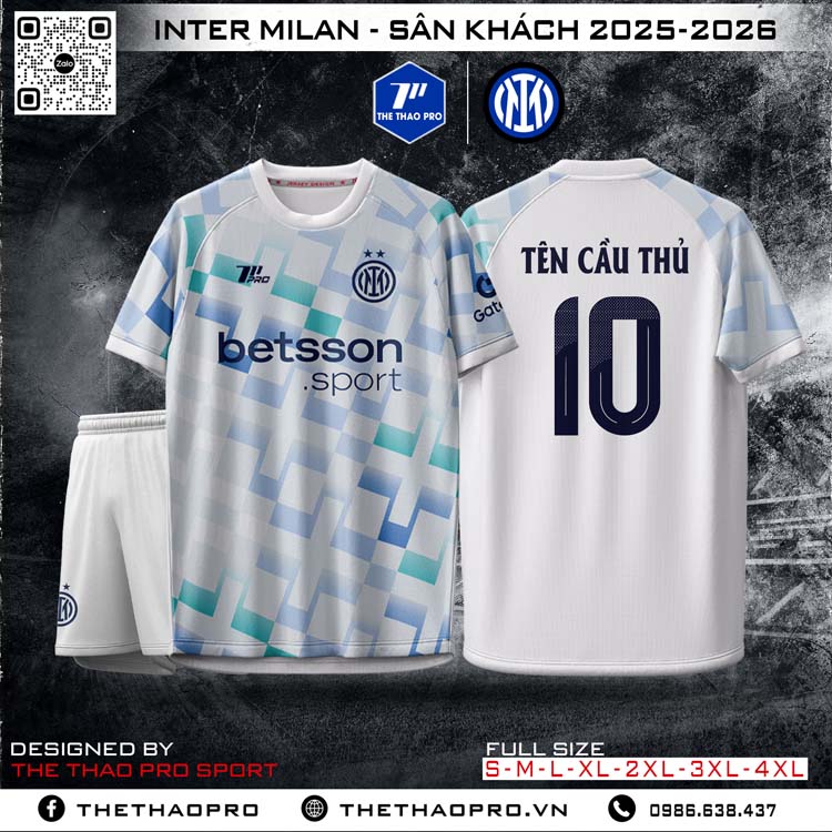 Áo Inter Milan Sân Khách 2025-2026 - Trắng Hiện Đại, Họa Tiết Xanh Nổi Bật