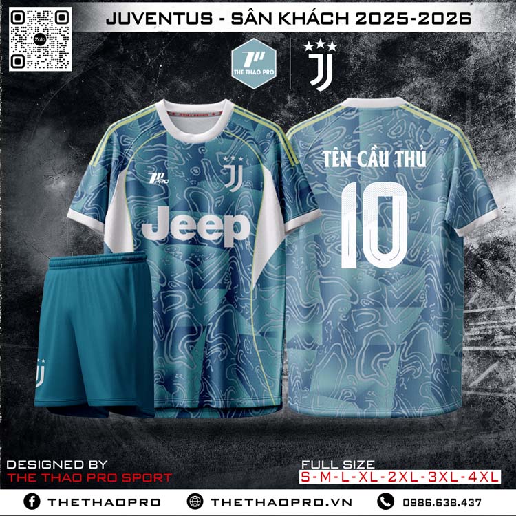 Áo Đấu Juventus Sân Khách 2025-2026 Màu Xanh Dương Đá