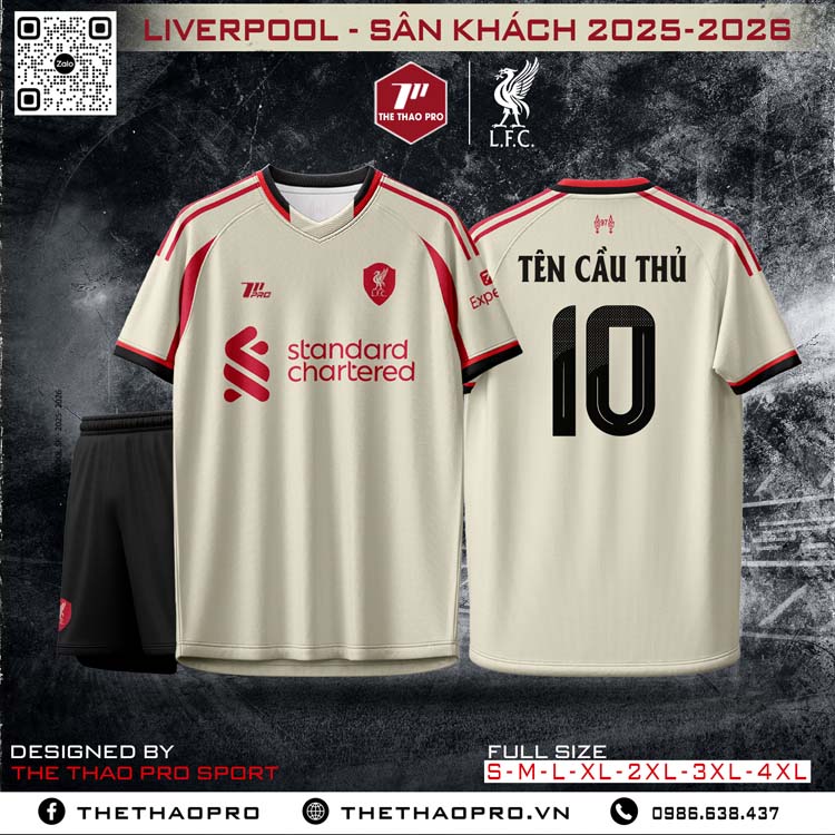 Áo đấu Liverpool sân khách 2025–2026 màu kem