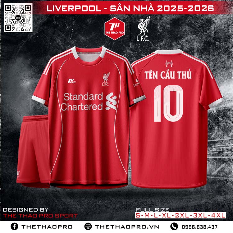 Áo Đấu Liverpool Sân Nhà 2025-2026 Màu Đỏ Chính Hãng