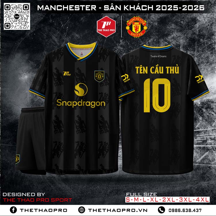 Áo đấu Manchester United sân khách 2025-2026 màu đen