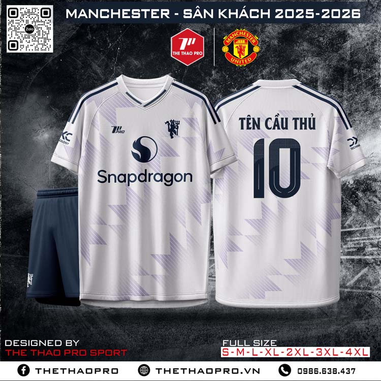 Áo Manchester United Sân Khách 2025–2026 Trắng Lavender