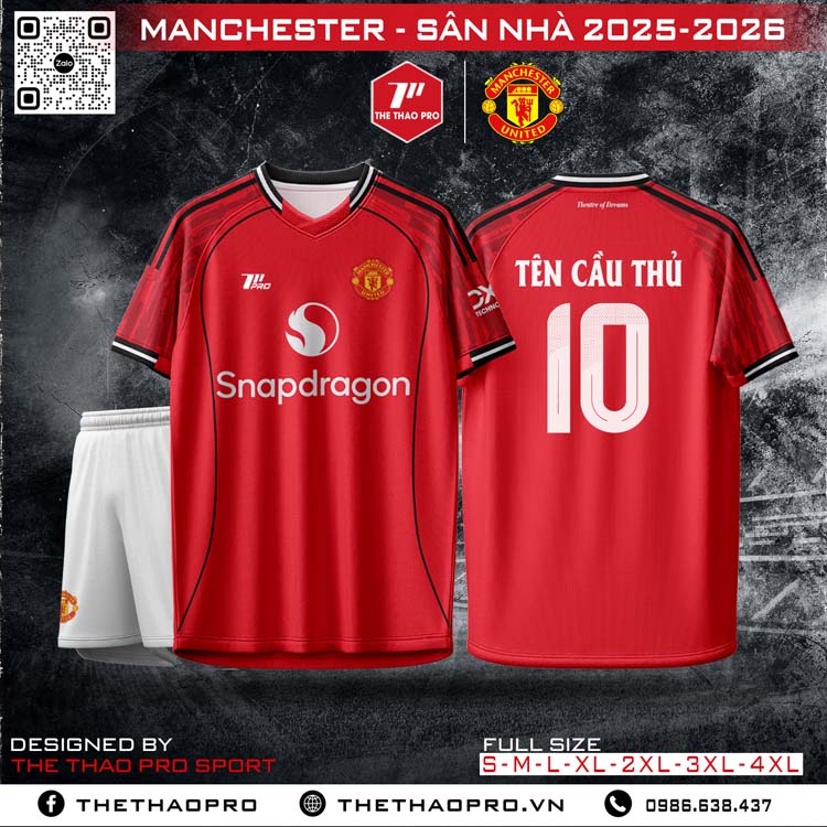 Áo đấu sân nhà Manchester United 2025–2026 đỏ chính hãng