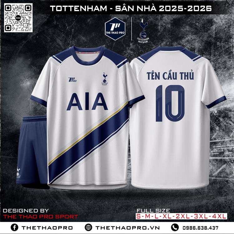 Áo Đấu Tottenham Trắng Sân Nhà 2025-2026 - Thiết Kế Tối Giản Đầy Mạnh Mẽ
