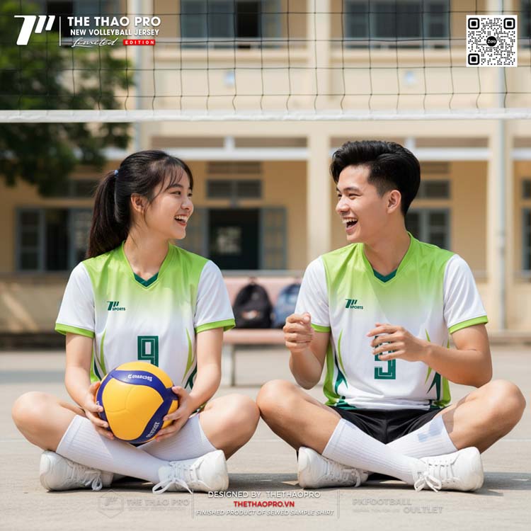 Áo Bóng Chuyền The Thao Pro - Trắng Xanh Lá Gradient Limited Edition