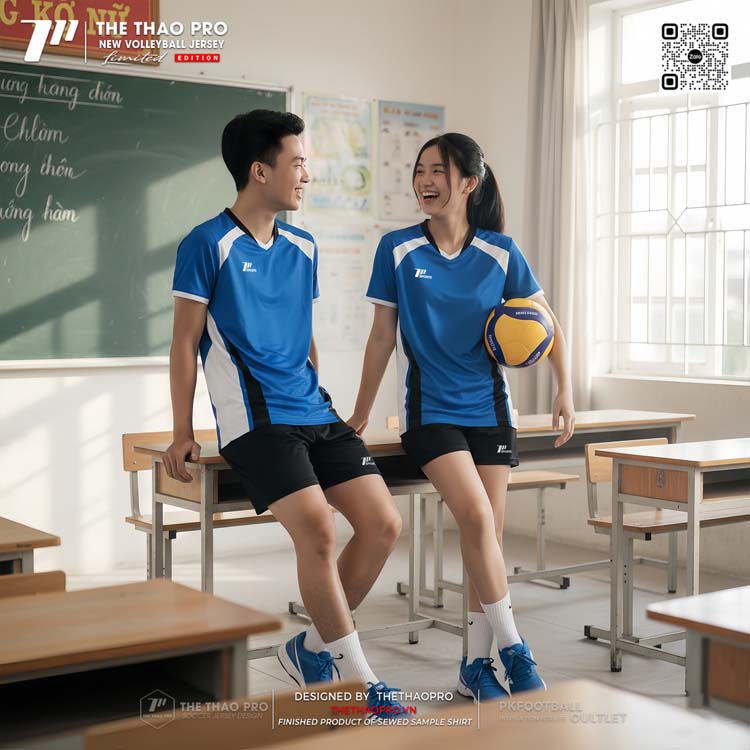 Áo Bóng Chuyền Xanh Dương Đơn Giản Đẹp - Năng Động & Thời Trang