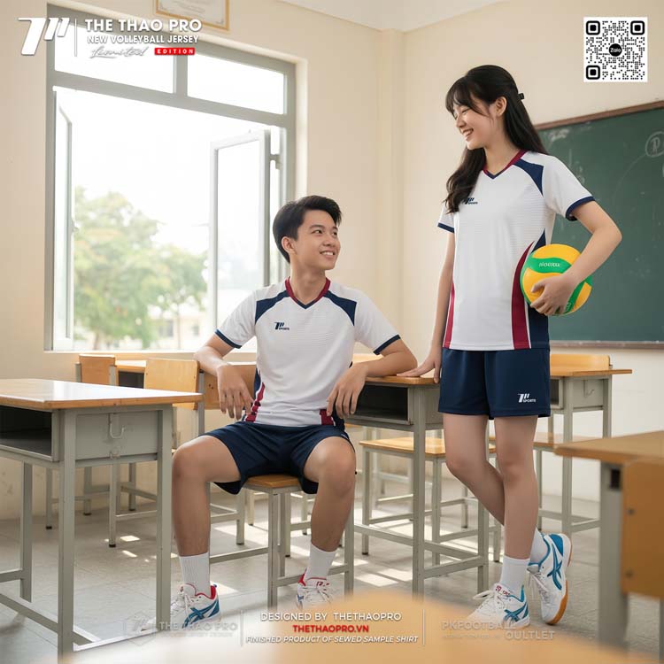 Áo Bóng Chuyền Trắng THE THAO PRO – Năng Động & Thoải Mái Trong Từng Chuyển Động