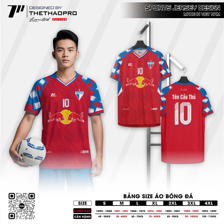 Áo bóng đá nam đỏ đô phối xanh dương trắng – Limited Edition từ Thethaopro
