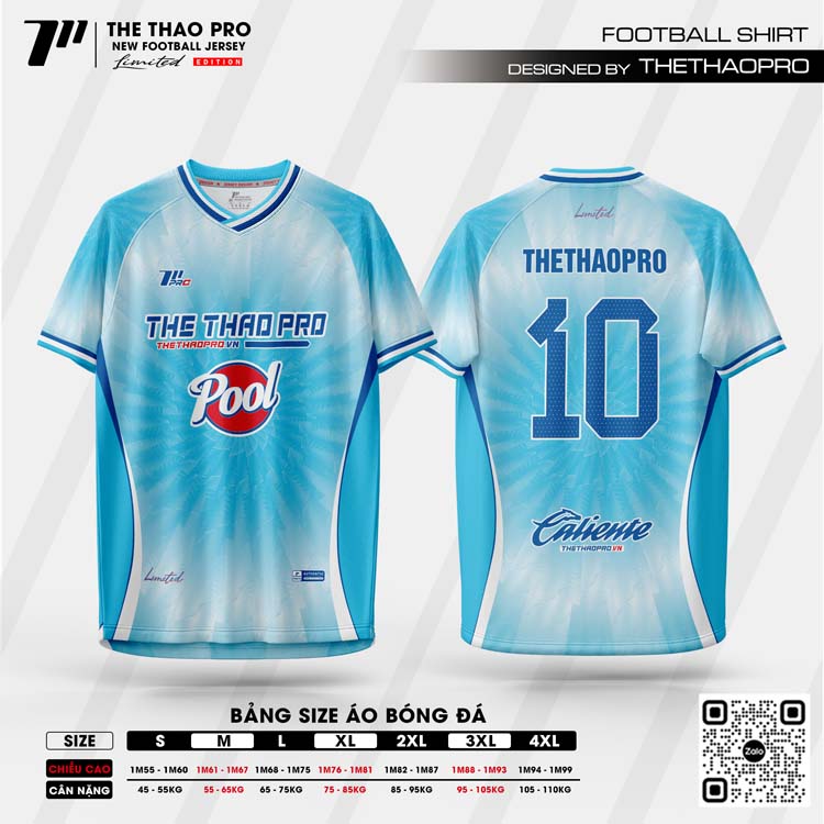 Áo Bóng Đá Thiết Kế Màu Xanh Trắng - THE THAO PRO
