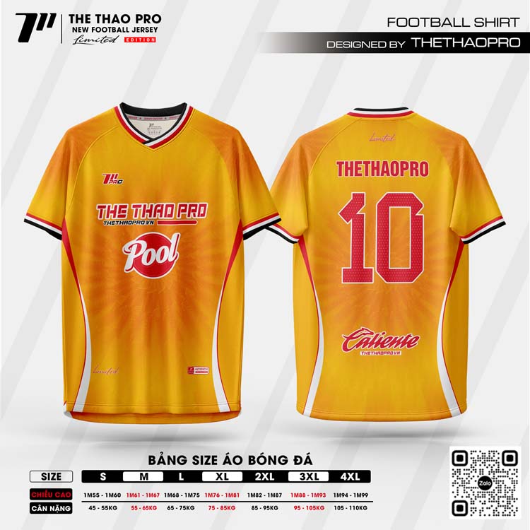 Áo Bóng Đá Không Logo Màu Cam Vàng Gradient Thể Thao Pro