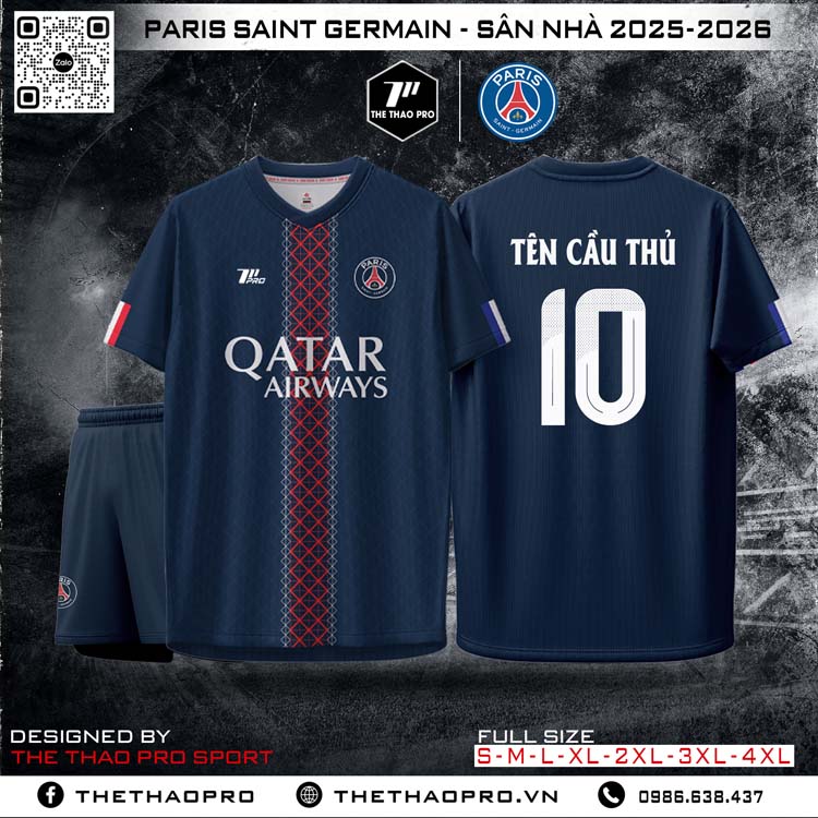 Áo đấu Paris Saint Germain Sân Nhà 2025-2026 - Xanh Navy Đậm