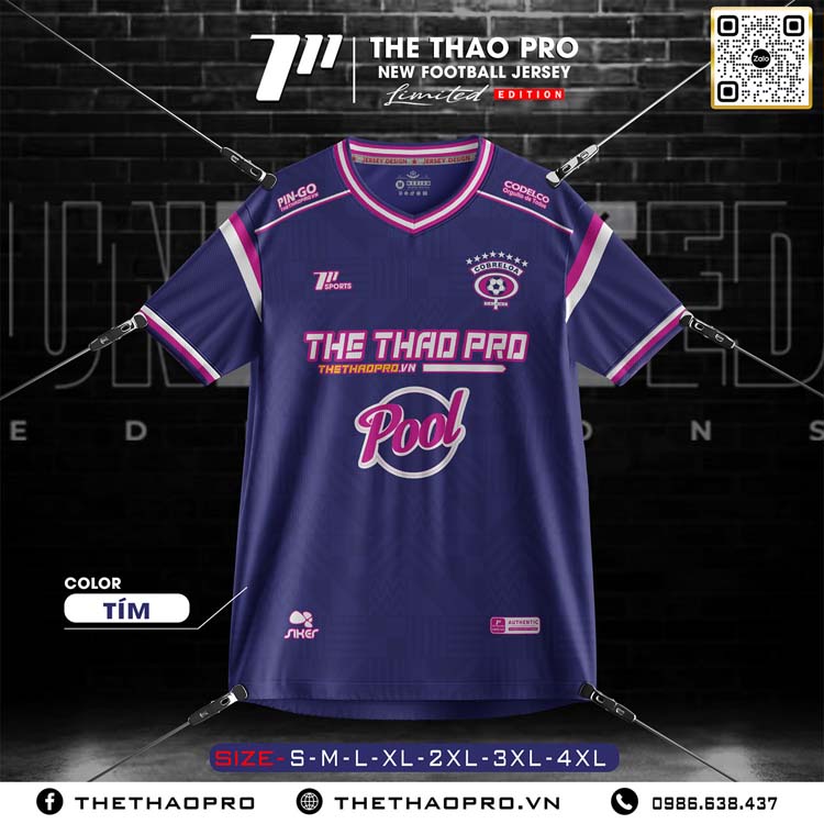 Áo bóng đá THE THAO PRO Limited Edition - Tím đậm cá tính