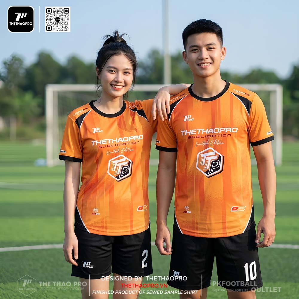 Áo Bóng Đá Không Logo Cam Sáng Đen – Thiết Kế Năng Động, Thấm Hút Tuyệt Vời